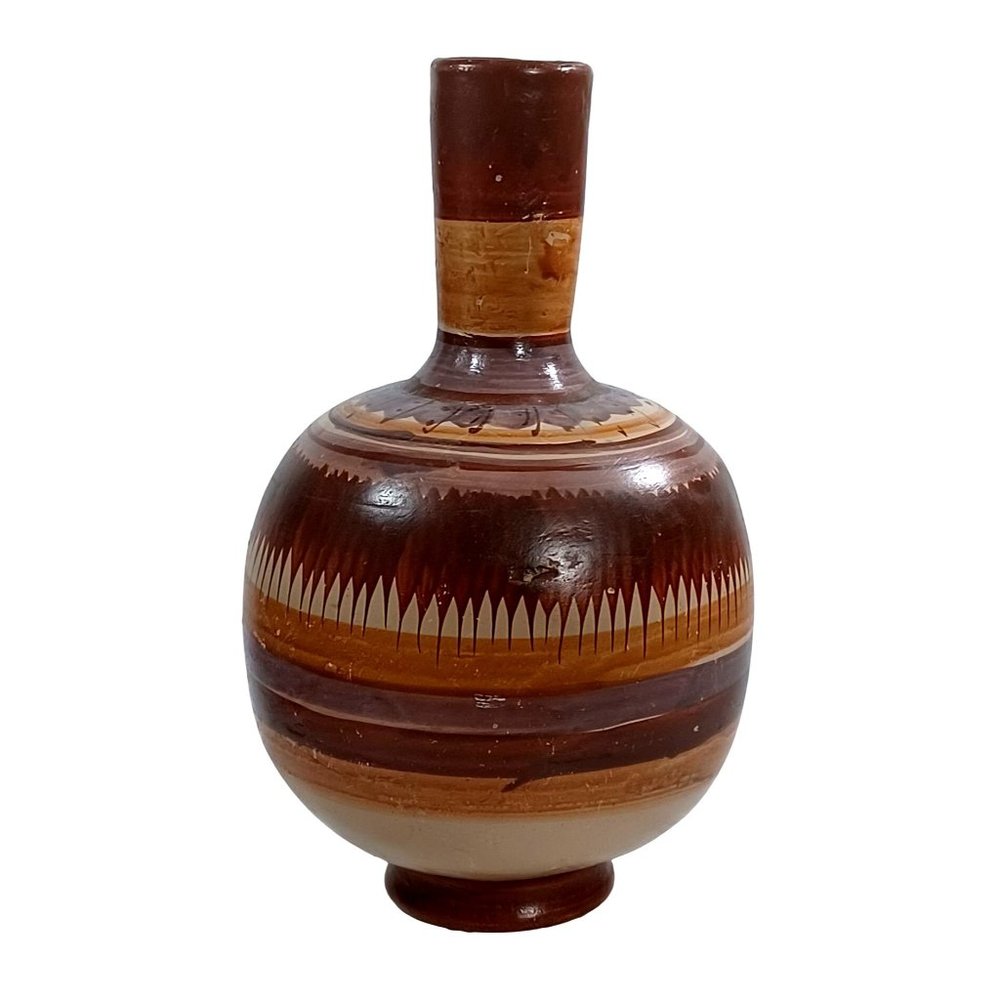 13.5" Vtg Southwest Mexican Folk Art Terracotta Clay Pottery Water Jug Vessel - Picture 2 of 5